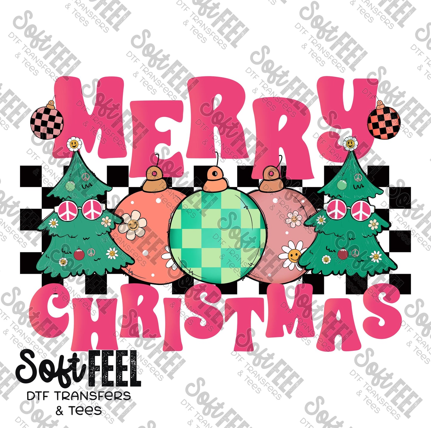 Merry Christmas - Retro / Christmas - Direct To Film Transfer / DTF - Heat Press Clothing Transfer