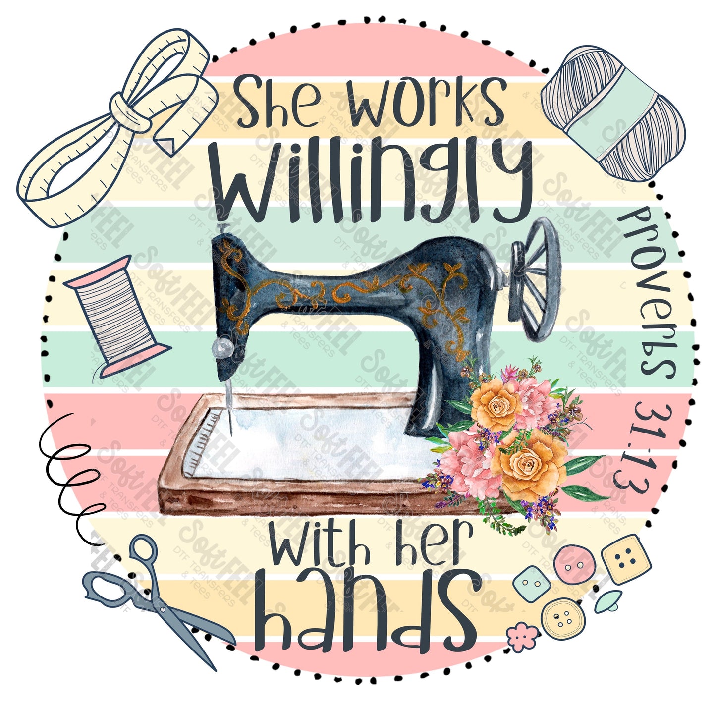 She works willingly with her hands - Women's / Occupations - Direct To Film Transfer / DTF - Heat Press Clothing Transfer