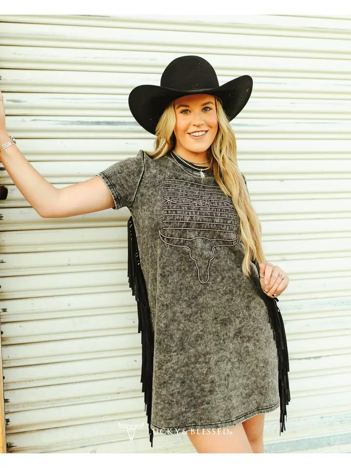 The Brooke Mineral Wash Fringe Dress