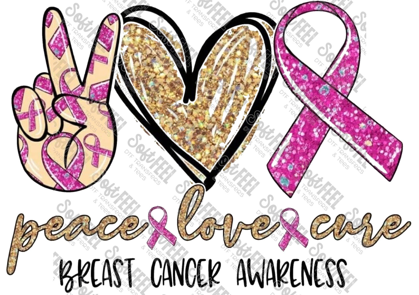Peace Love Cure - Women's / Occupations / Motivational - Direct To Film Transfer / DTF - Heat Press Clothing Transfer