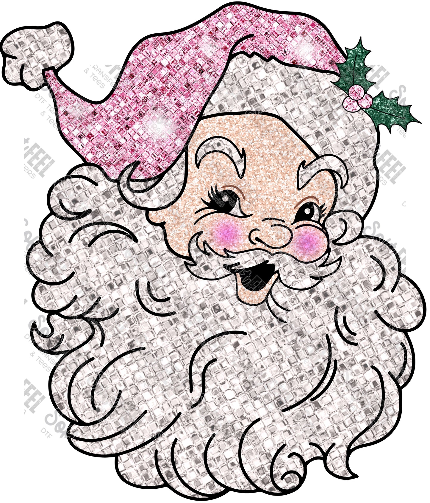 Pink Santa Claus - Christmas - Direct To Film Transfer / DTF - Heat Press Clothing Transfer