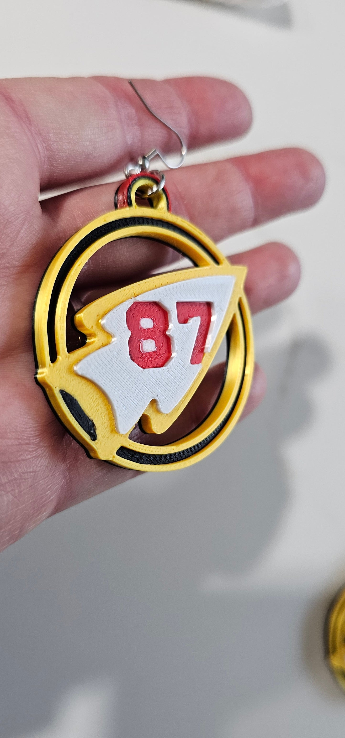 3D Print Kansas City Travis 87 Arrowhead Chiefs Earrings Kelce Made in America