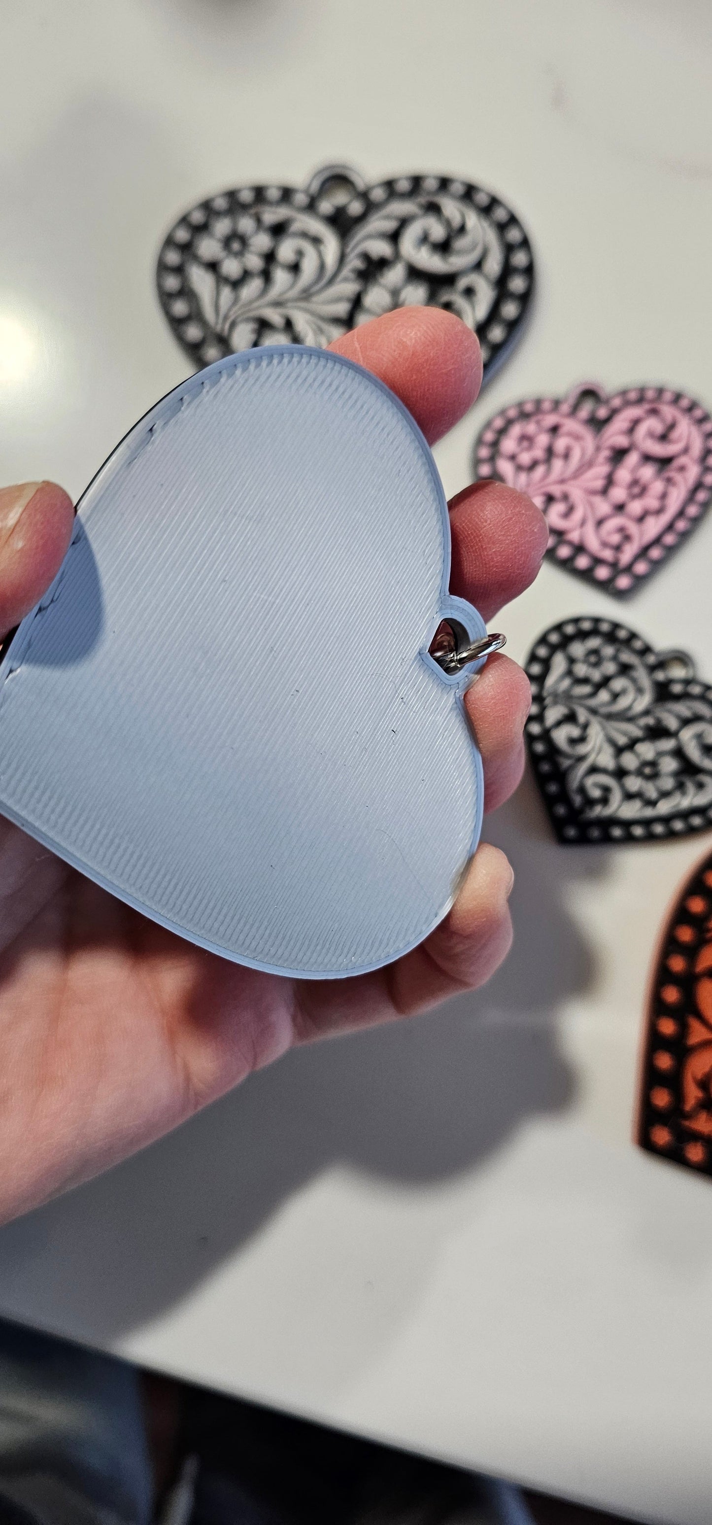 3d Printed Tooled Cowboy Cowgirl Heart Keychain or Purse Charm