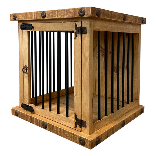 Oasis Small Rustic Dog Wood Kennel in Medium Wax