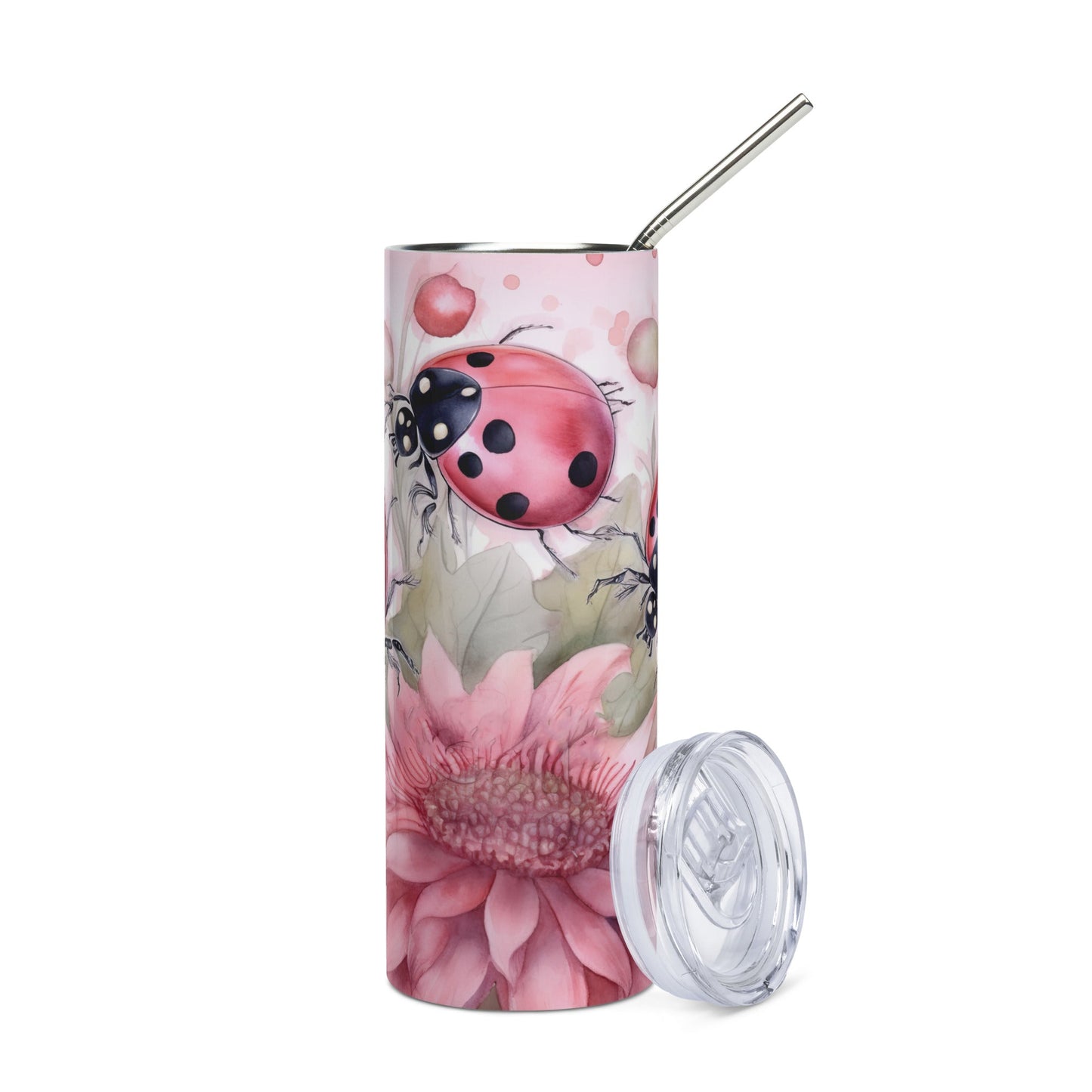 Pink Lady Bug Stainless steel tumbler