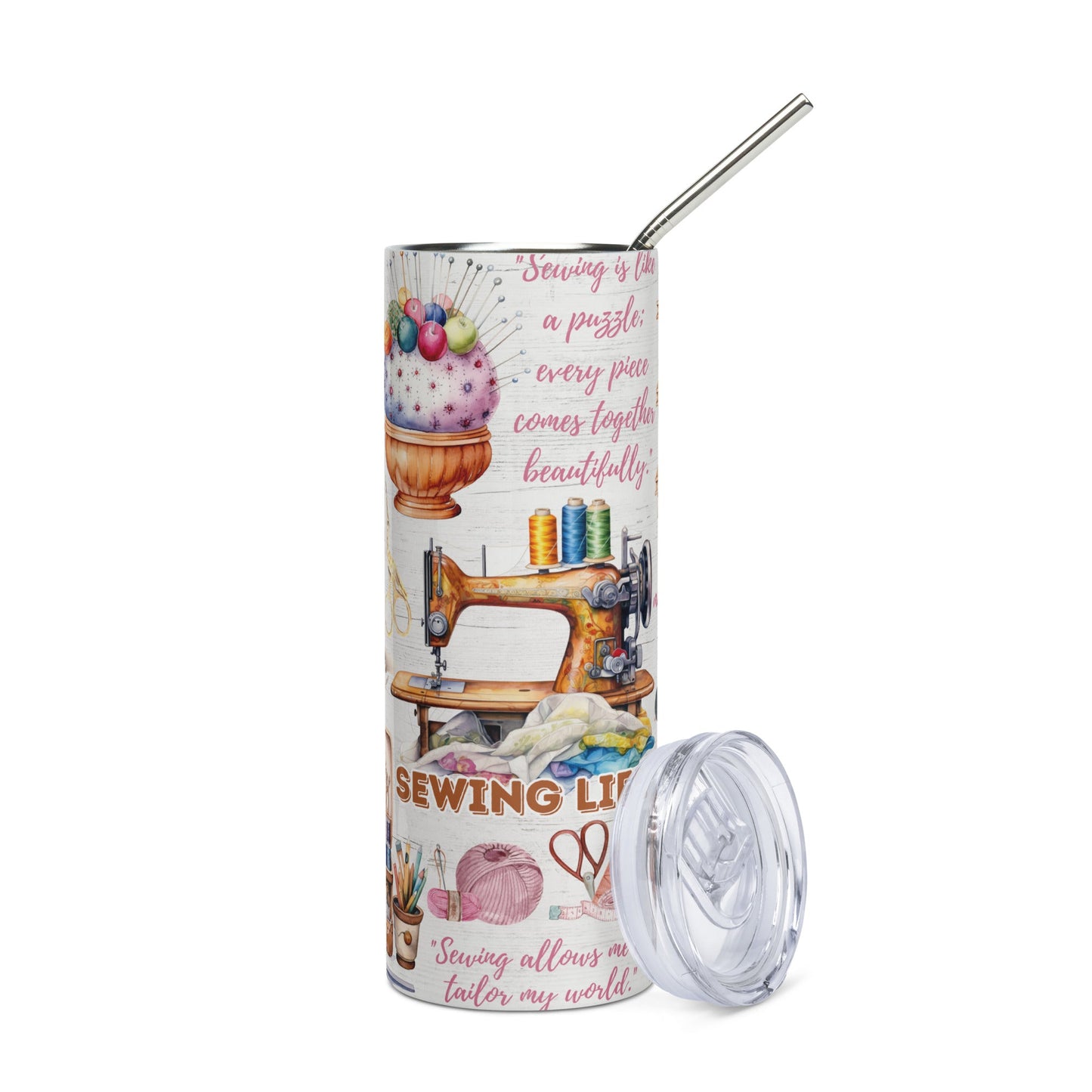Seamstress Quilt Life Stainless steel tumbler
