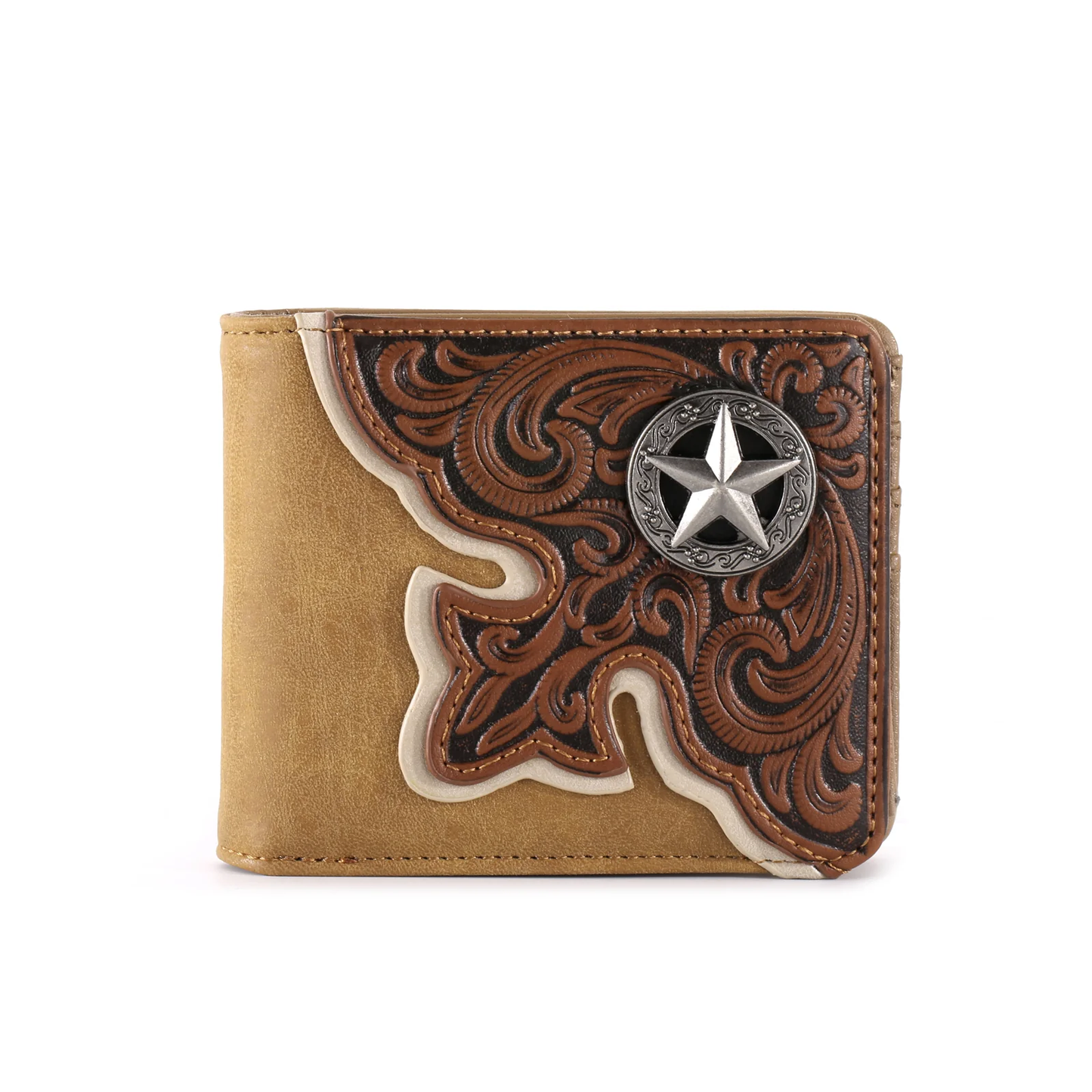 Embossed Vintage Western themed Men's Bifold PU Leather Wallet