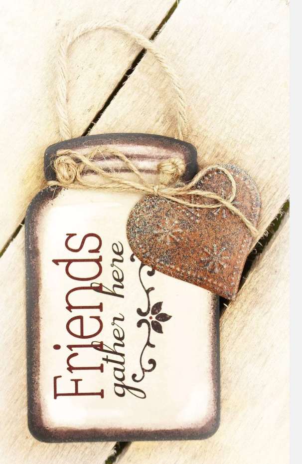 Tin Mason Jar with Heart or star Wall Hanger