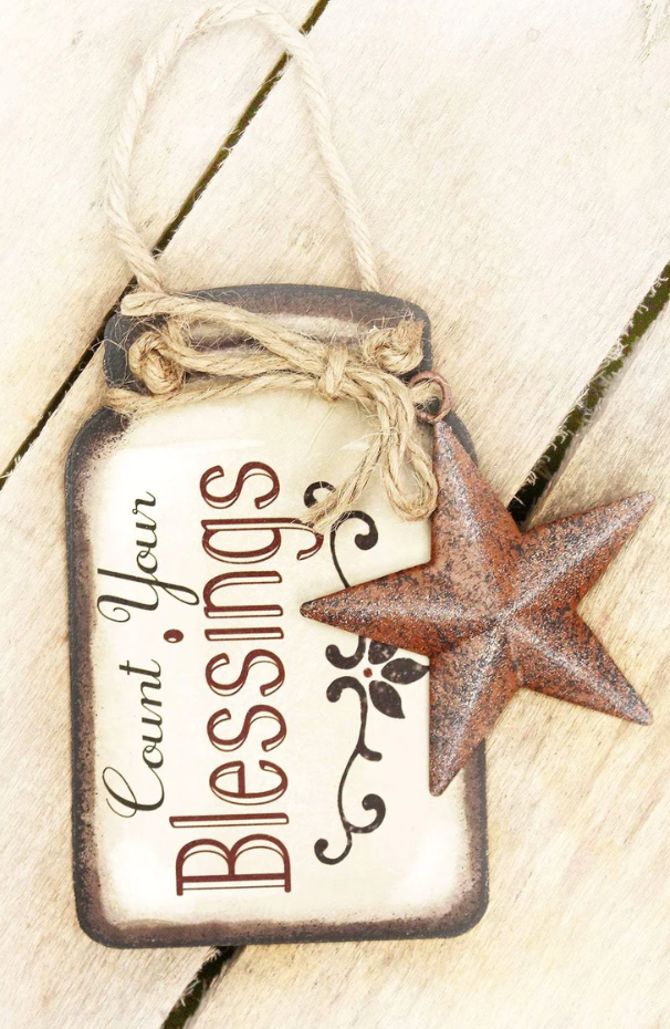 Tin Mason Jar with Heart or star Wall Hanger