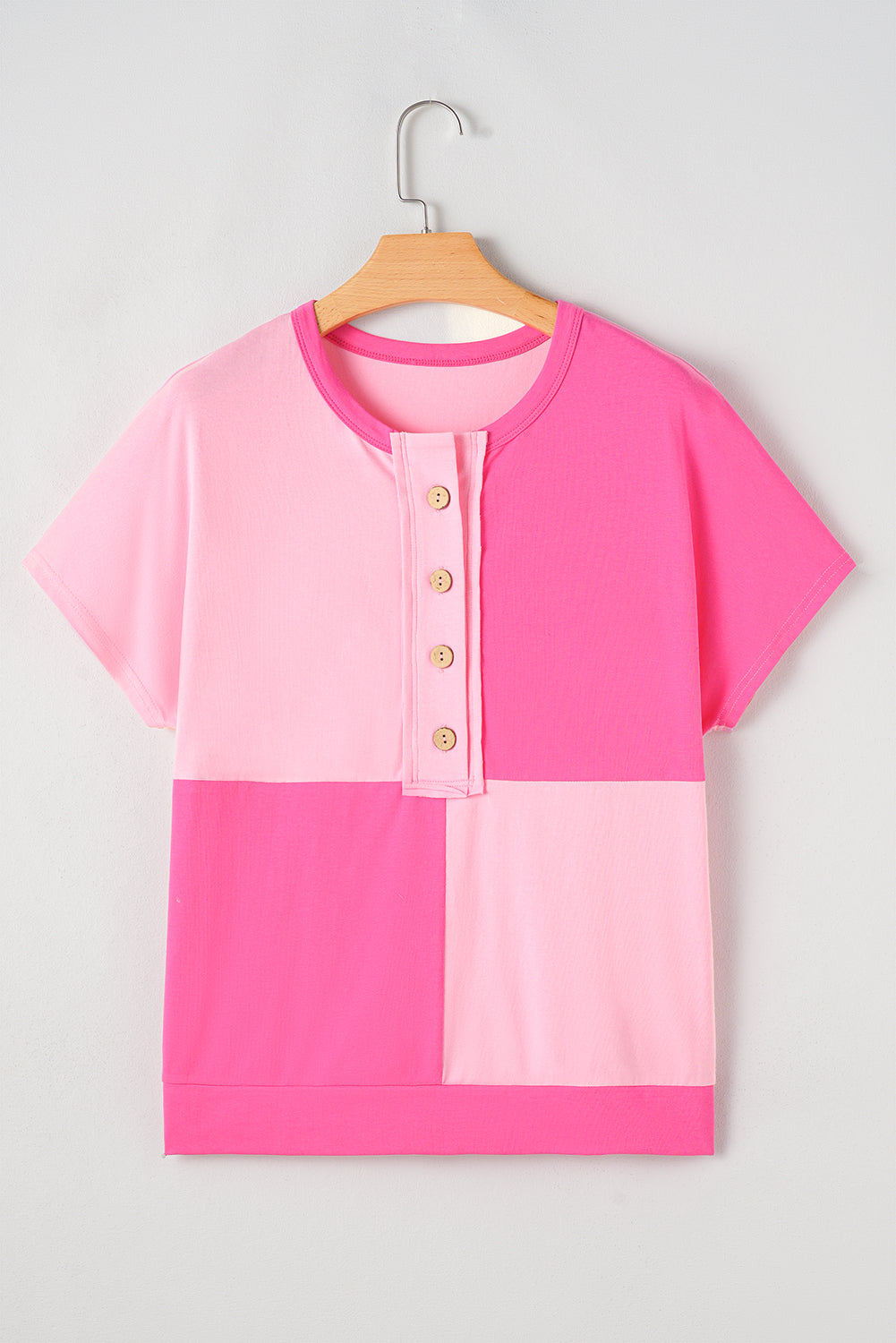 Two Tone Half Button Collared T-Shirt