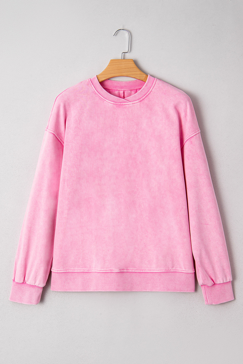 Solid Mineral Wash Crewneck Drop Shoulder Sweatshirt