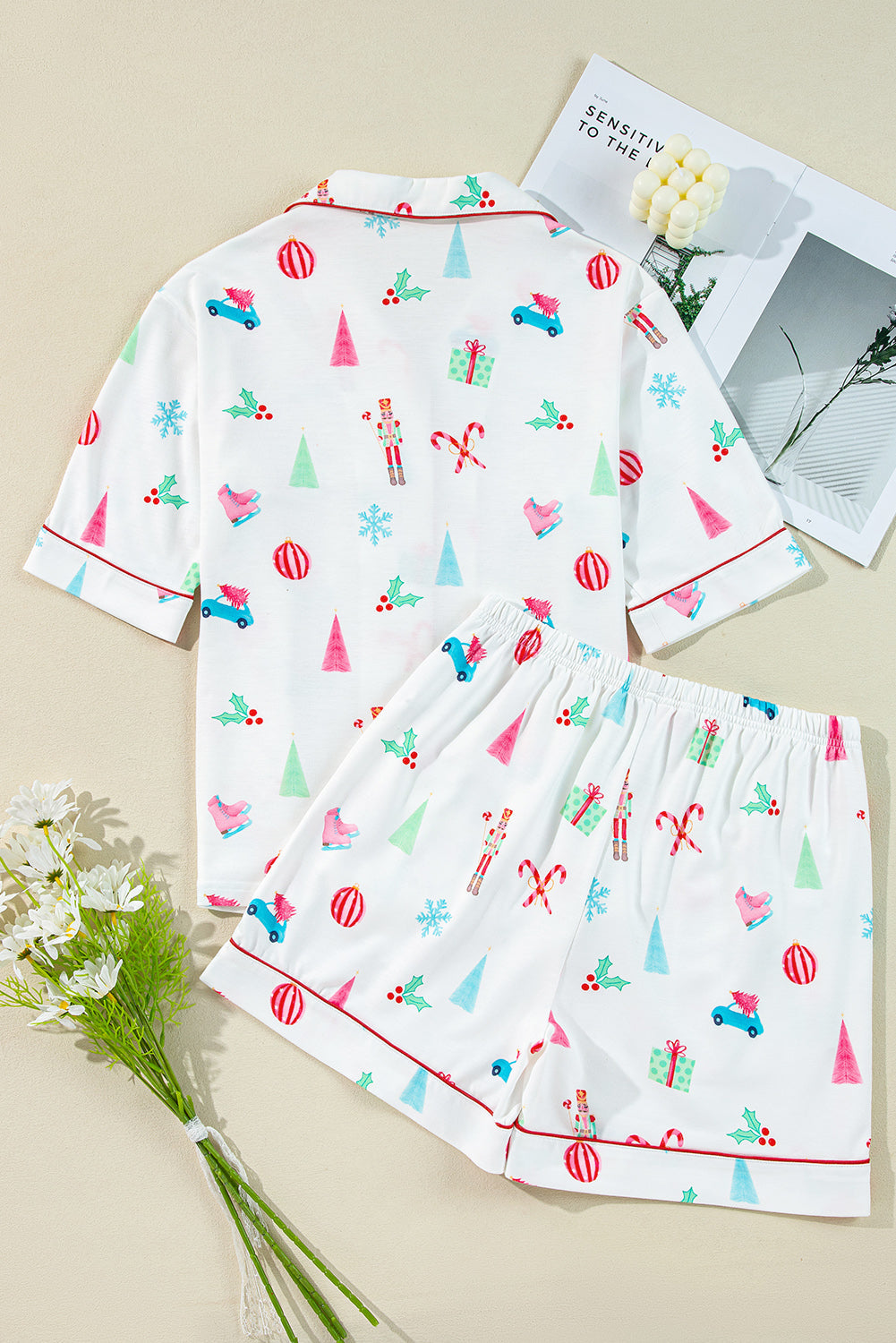 Christmas Short Sleeve Shirt and Shorts Pajama Set