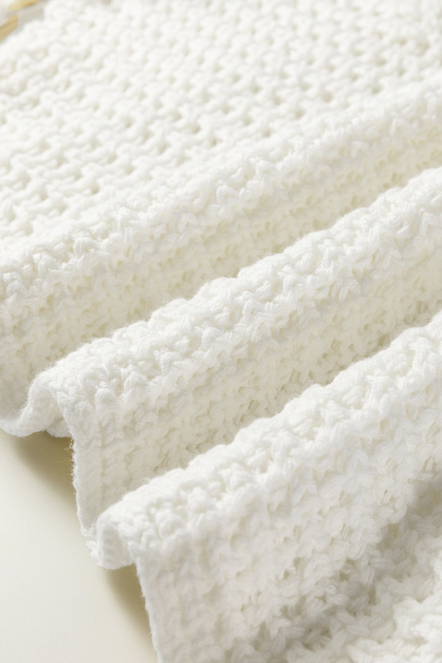 Hollowed Knit Wide Sleeve Pullover Sweater