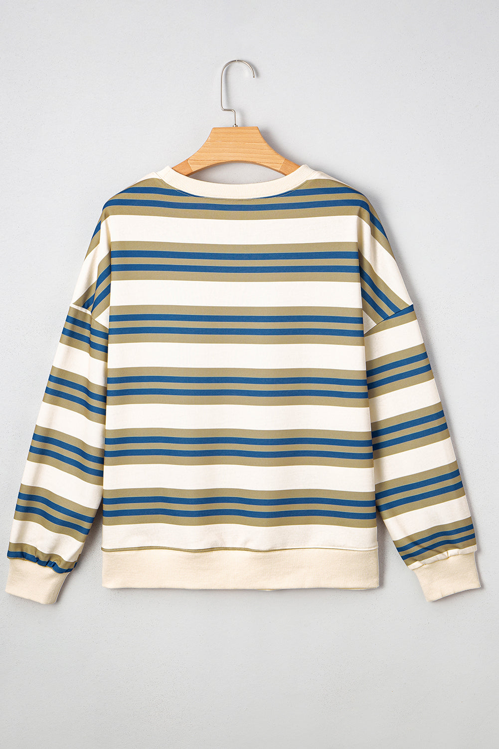 Stripe Crewneck Drop Shoulder Sweatshirt