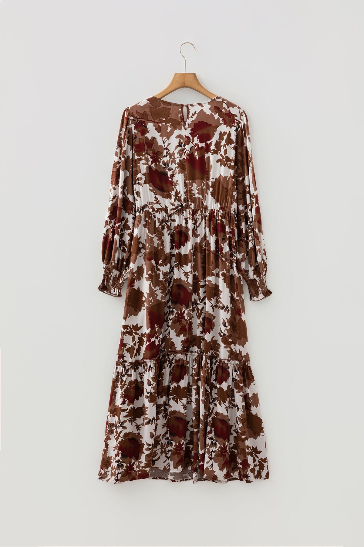 Floral Smocked Puff Sleeve Ruffle Maxi Dress