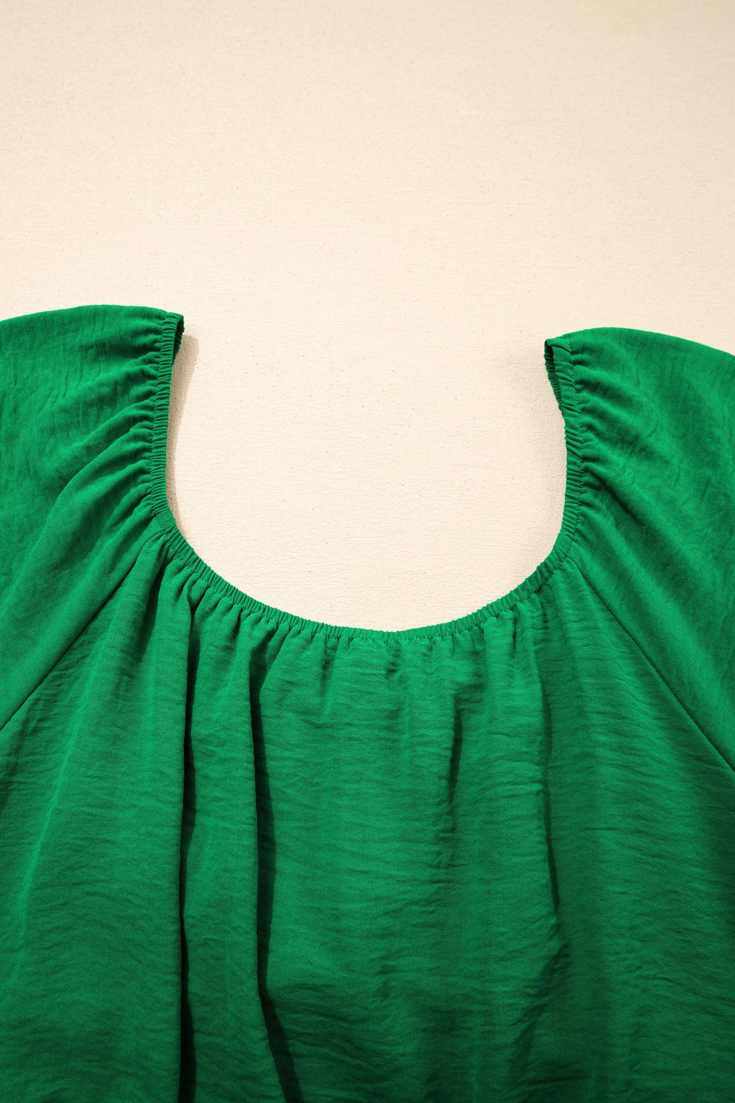 Solid Ruched Cross Waist Tied Back Peplum Top