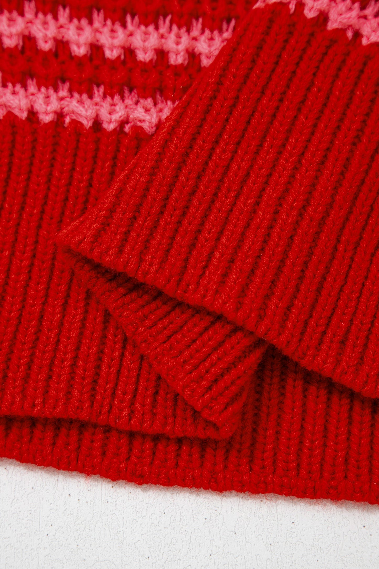 Stripe Draped 3/4 Sleeve Slouchy Sweater