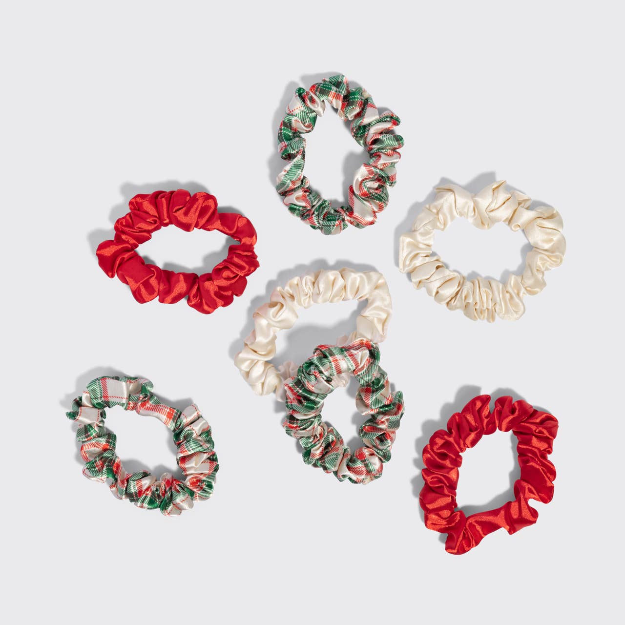 Holiday Ruched Satin Scrunchies 7pc Set by Kitsch