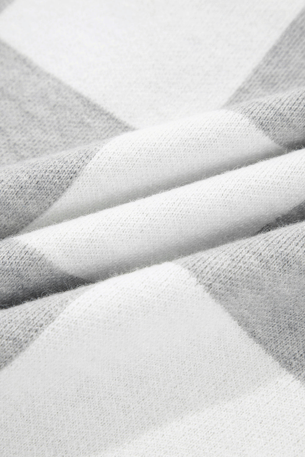 Plus Size Checker Buttoned Polo Collar Sweater