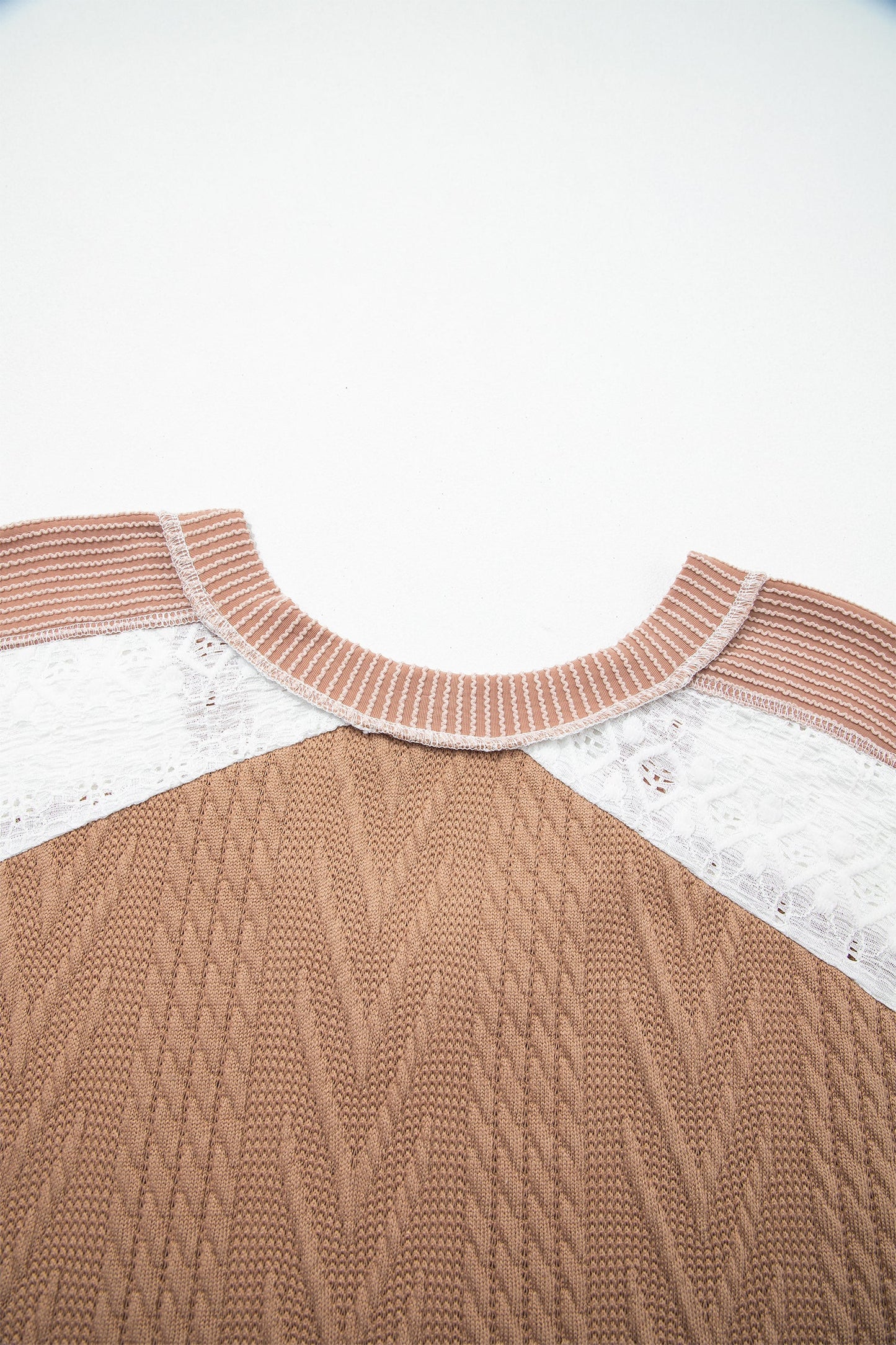 Plus Size Colorblock Lace Patchwork Long Sleeve Blouse