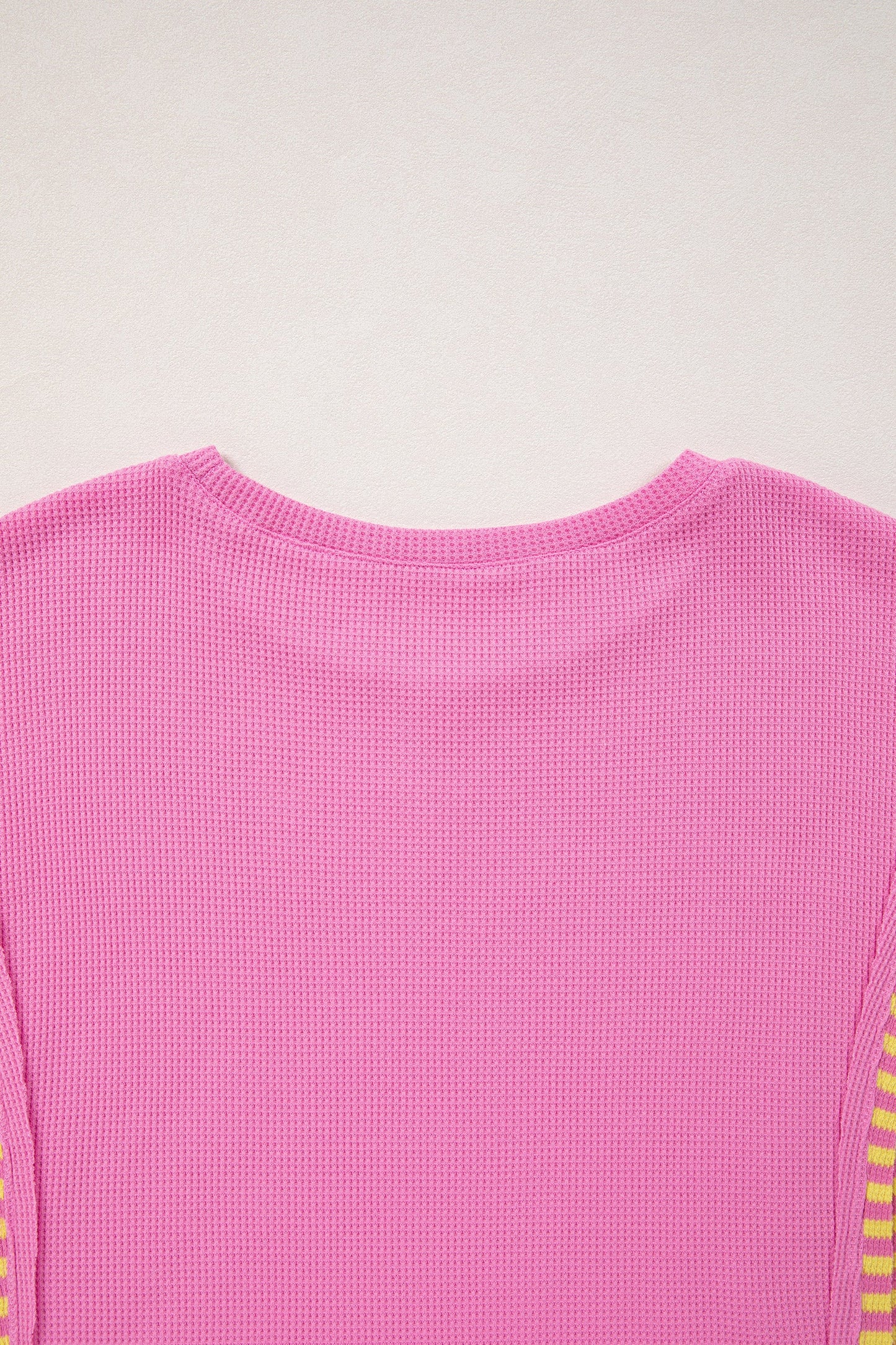 Stripe Patchwork Waffle Knit Loose T-Shirt