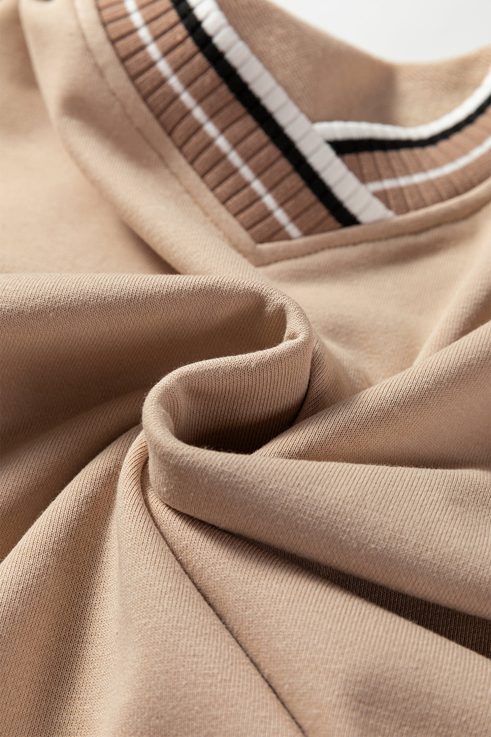 Varsity Contrast Stripe Trim V-Neck Sweatshirt