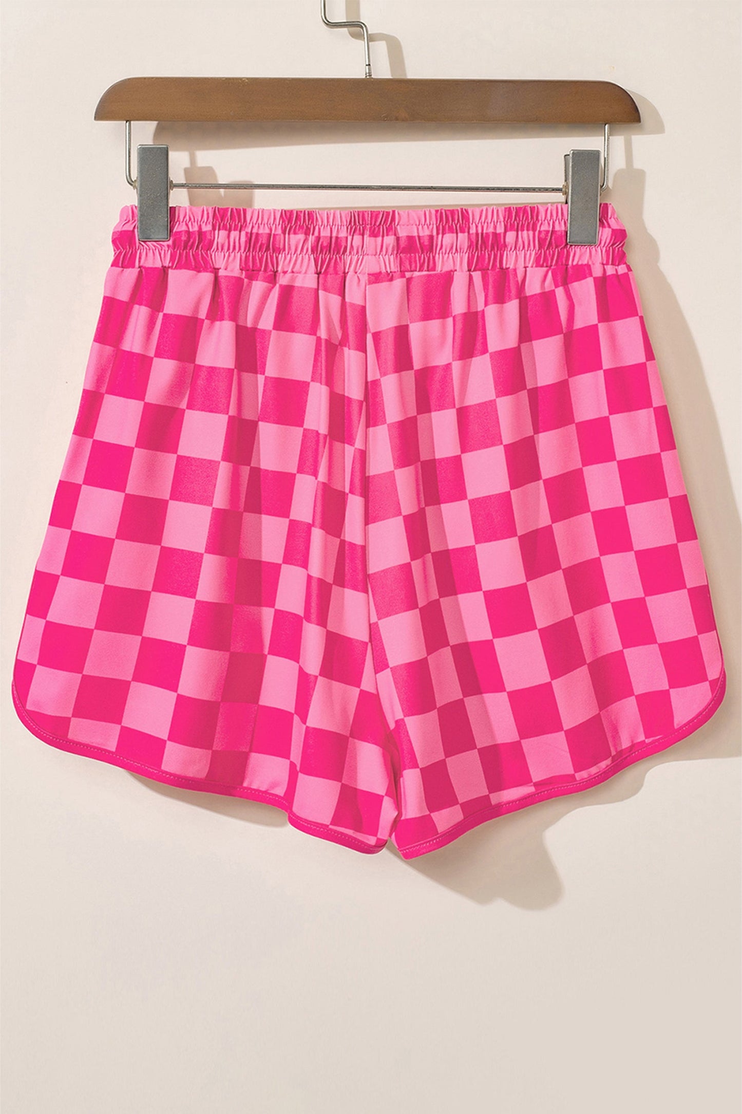 Checker Drawstring Elastic Waist Shorts