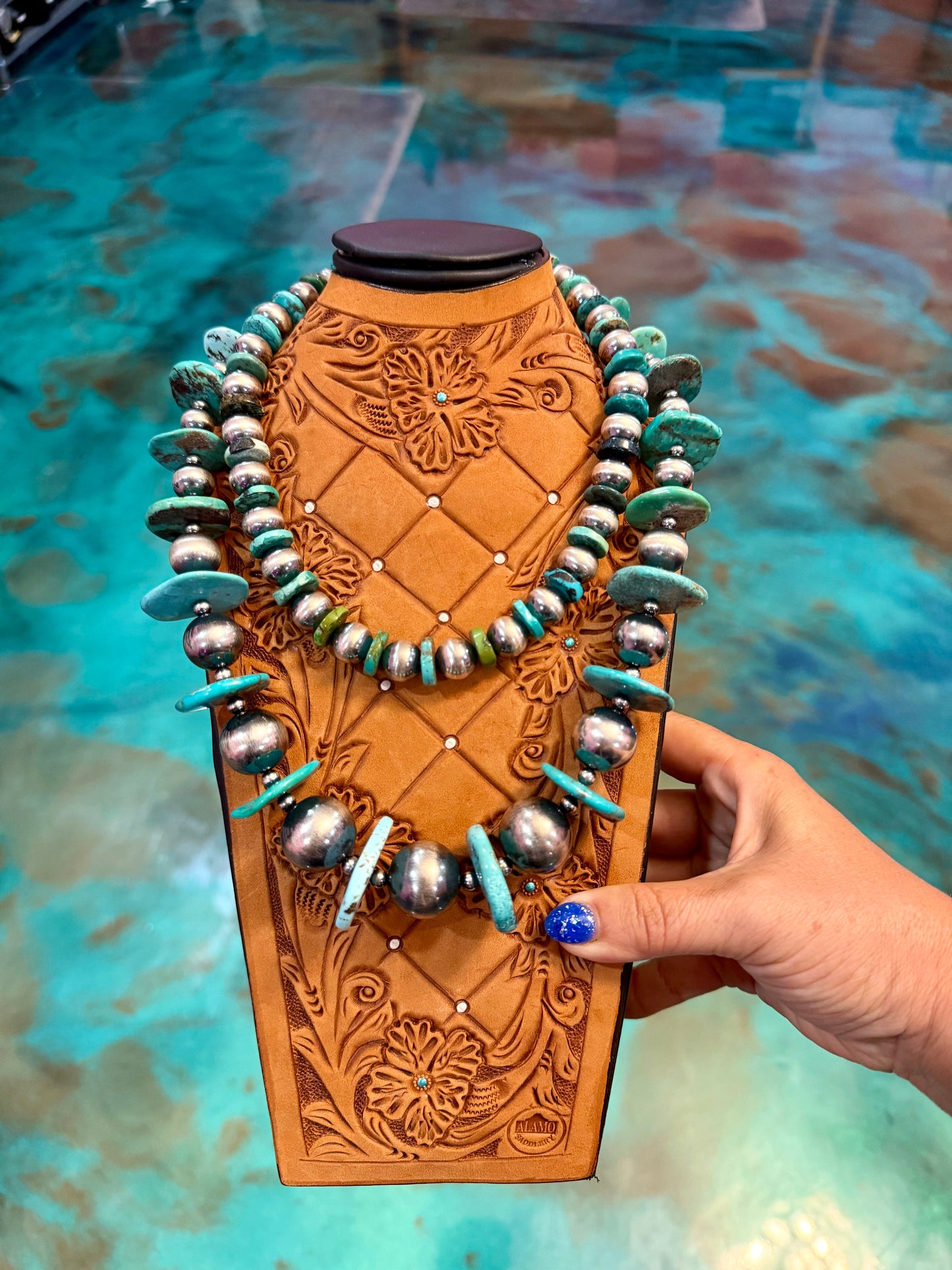 Jaci Turquoise Rondelle & Sterling Silver Pearl Necklace — Pick Your Favorite