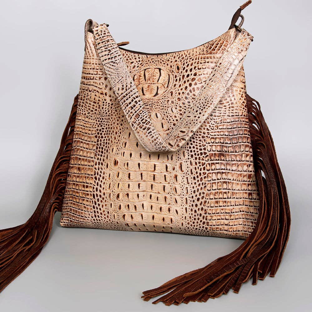 Hobo Crocodile Embossed Genuine Western Leather Bag