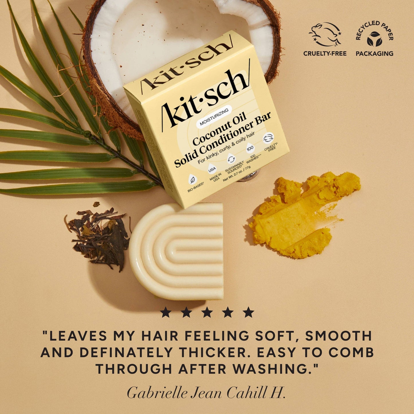 Coconut Oil Shampoo & Conditioner Bar Combo for Dry Damaged Hair by KITSCH