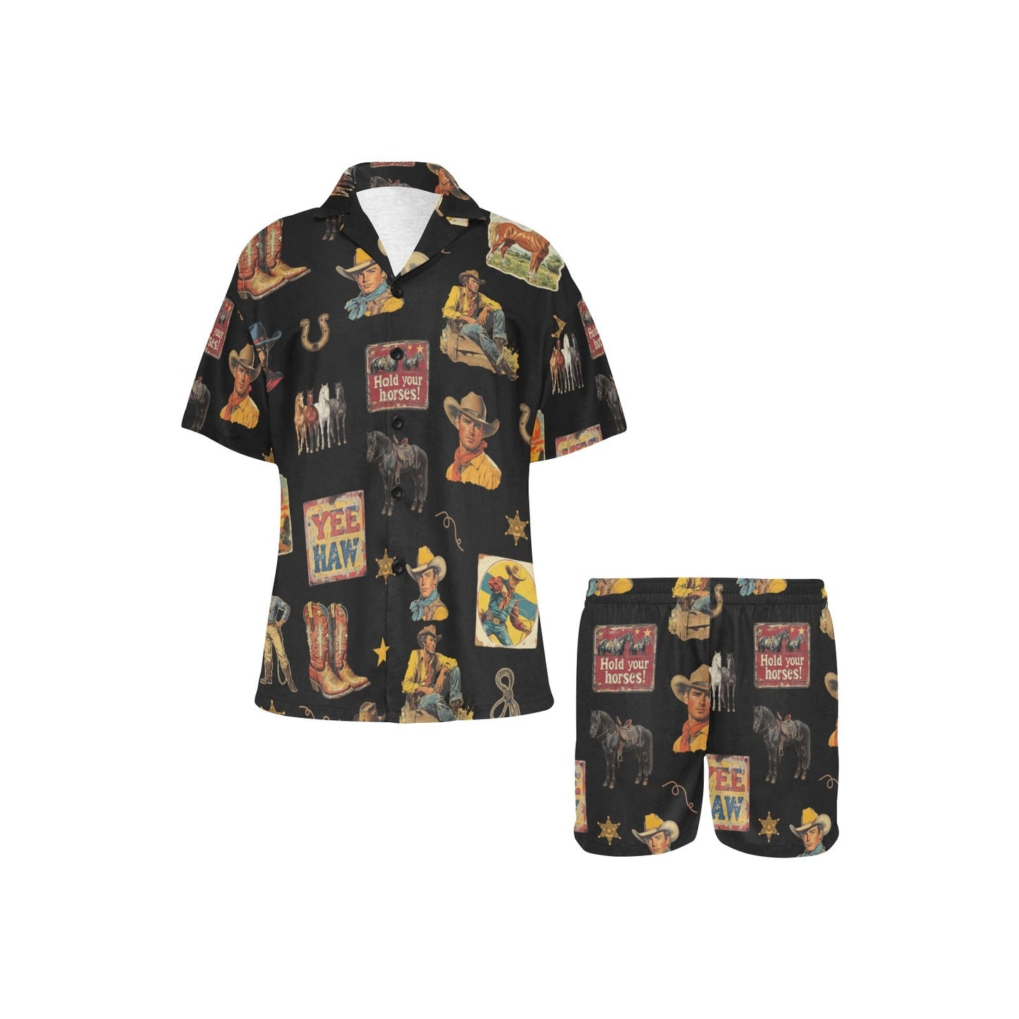 Vintage Cowboy Collage Western Pajama Set