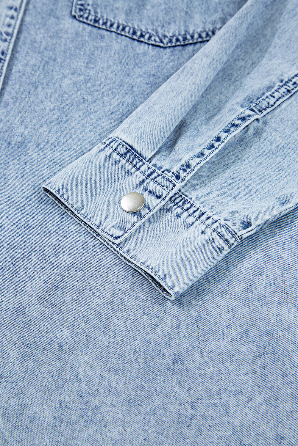 Solid Denim Chest Pocket Raw Hem Shirt Dress