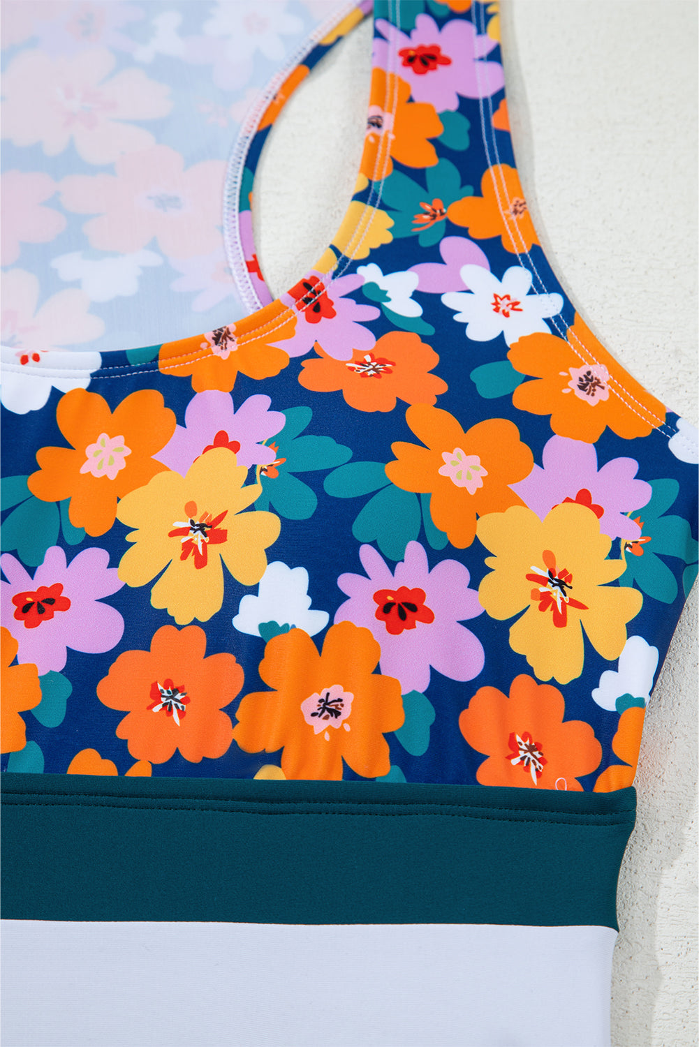 Floral Racerback Cutout High Waist 2pcs Bikini
