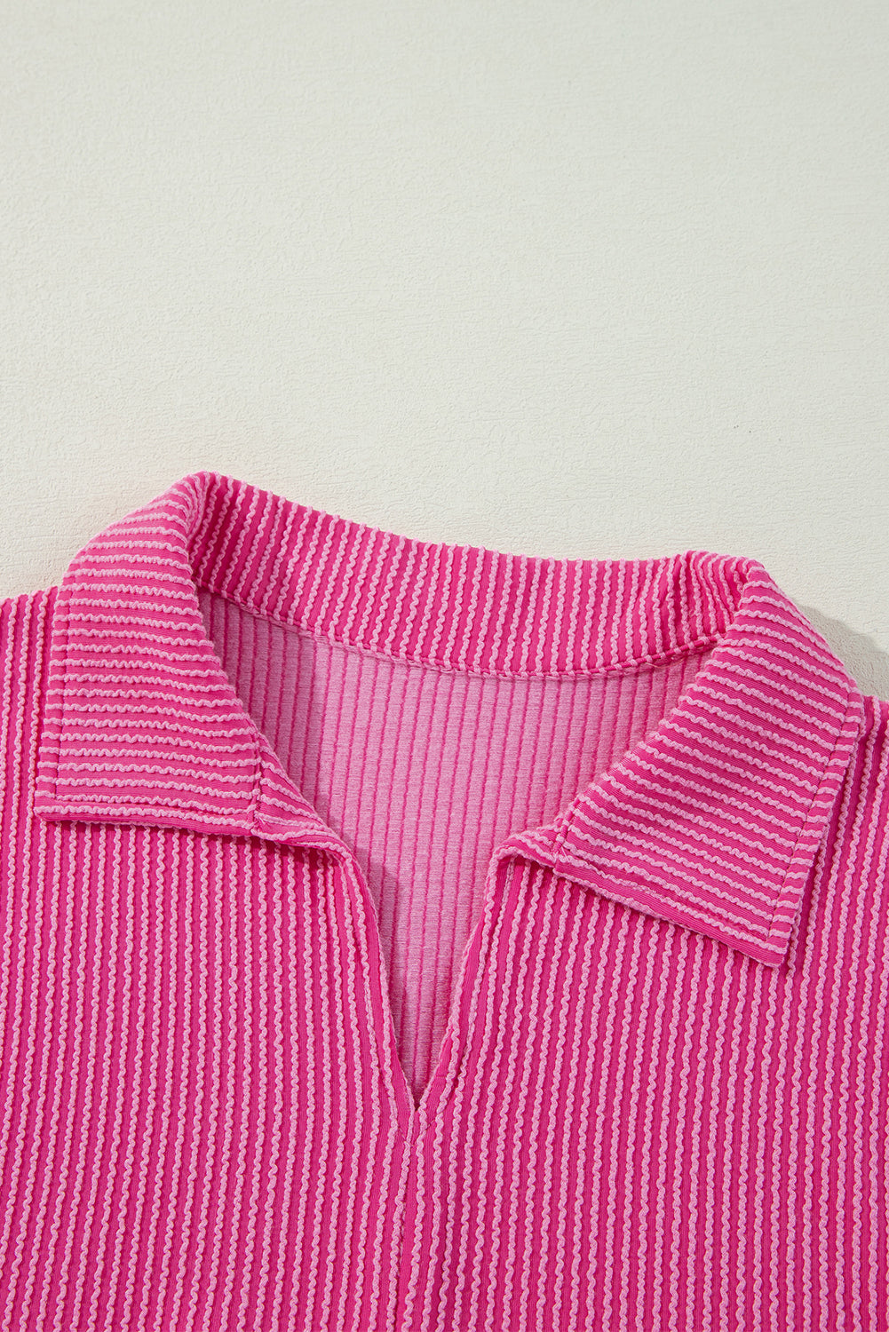 Corded V-Neck Bubble Sleeve Babydoll Blouse