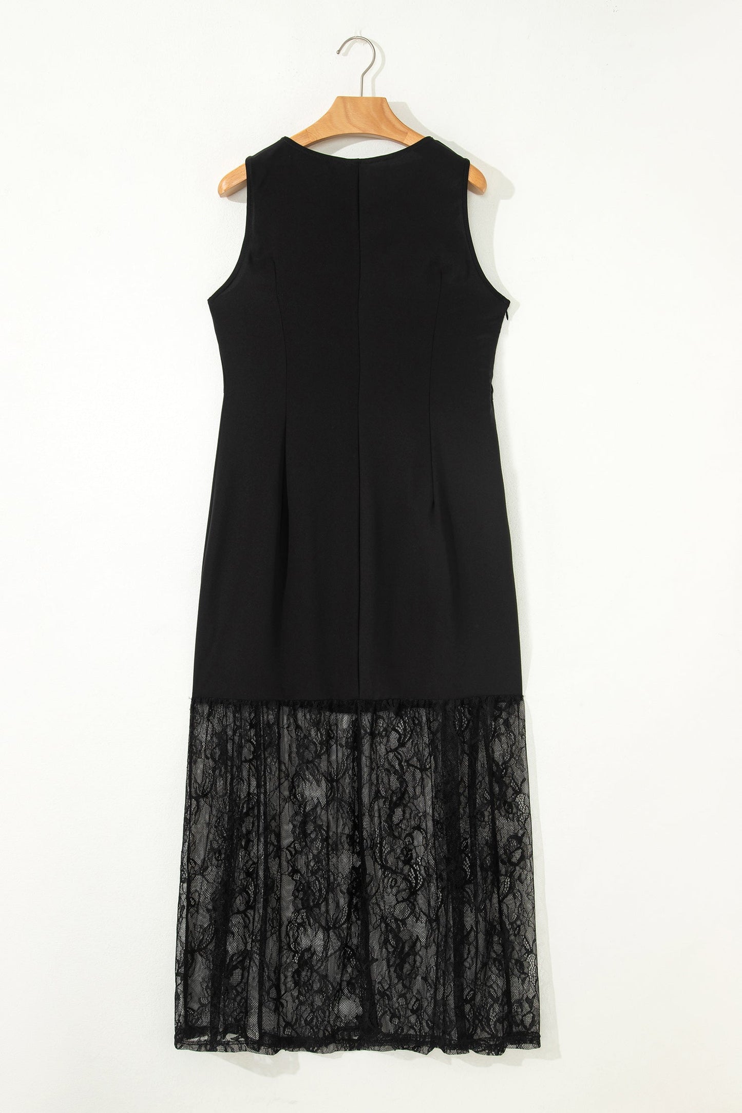 Solid Lace Patchwork Sleeveless Maxi Dress
