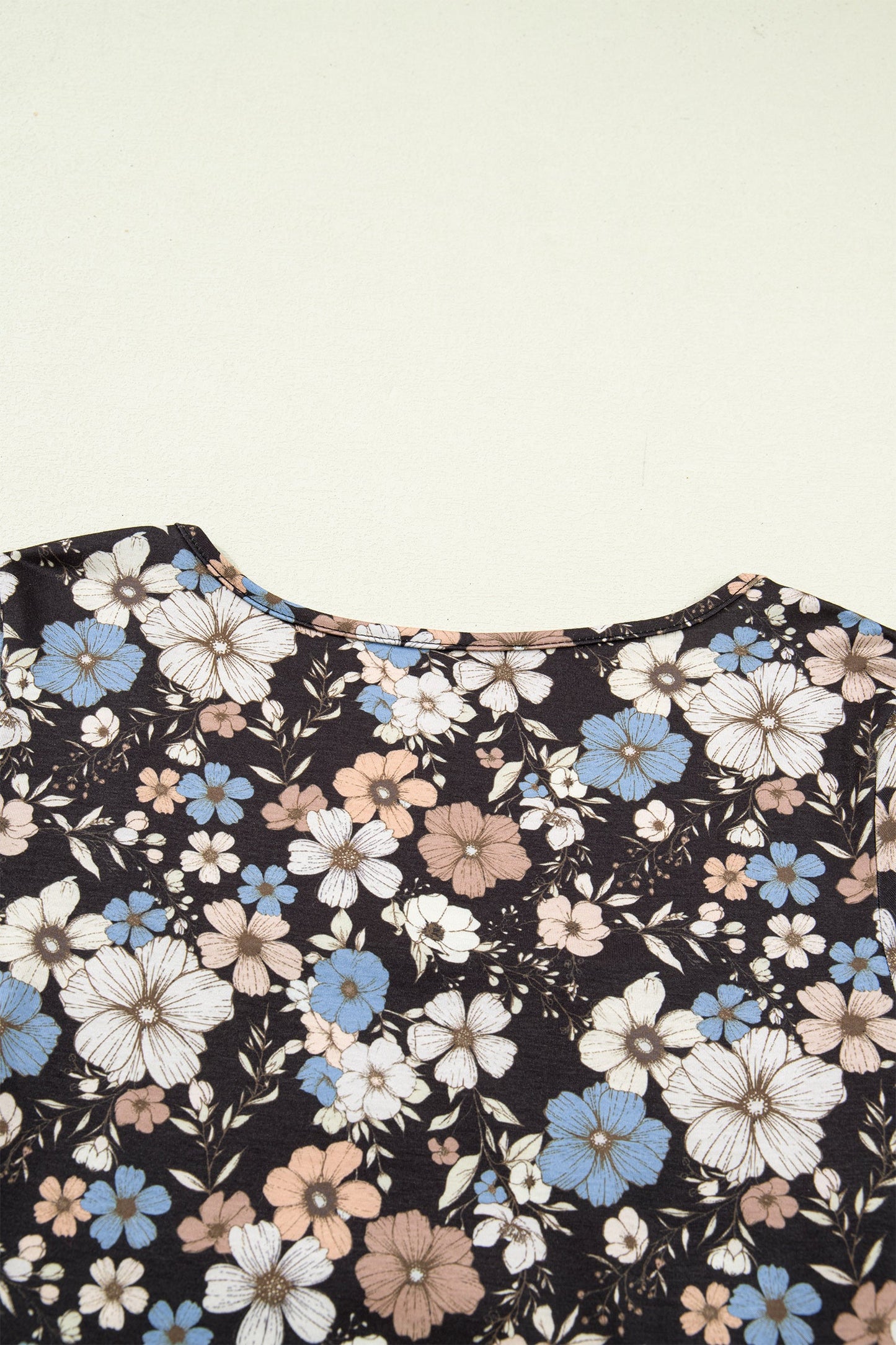 Leopard & Floral Square Neck Long Sleeve T-Shirt