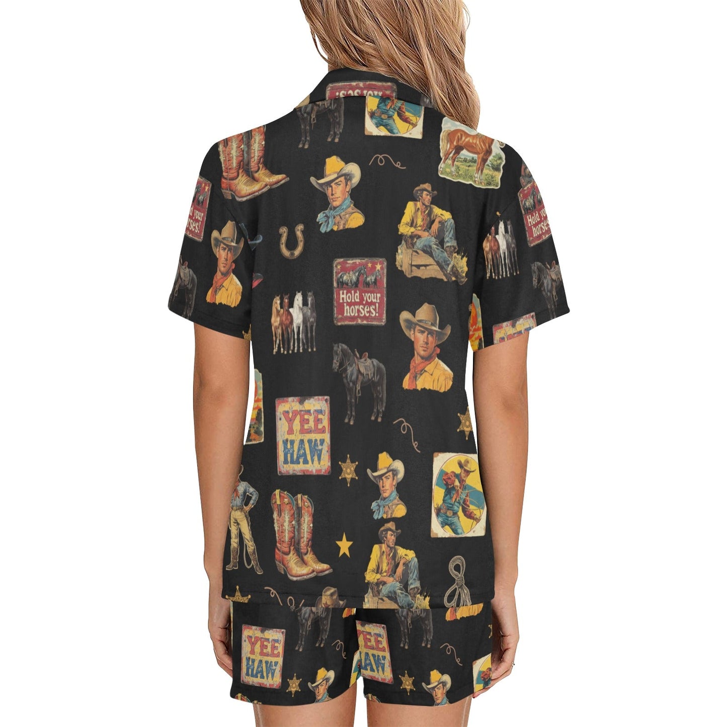 Vintage Cowboy Collage Western Pajama Set