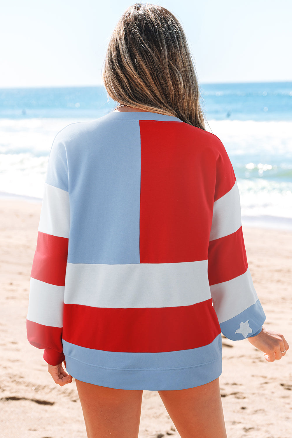 American Flag Vintage Oversize Pullover Sweatshirt