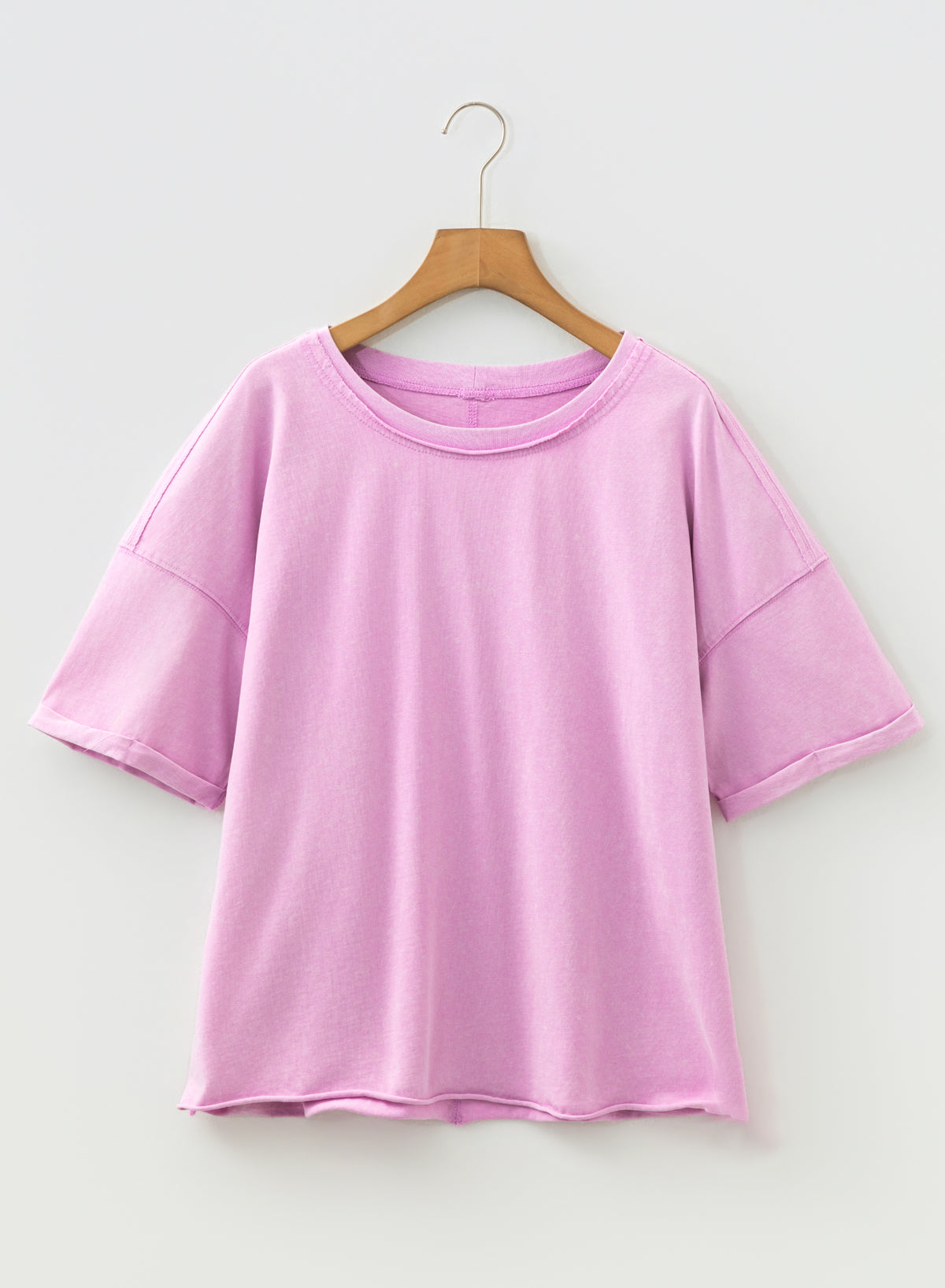Mineral Wash Drop Shoulder Raw Edge Tee
