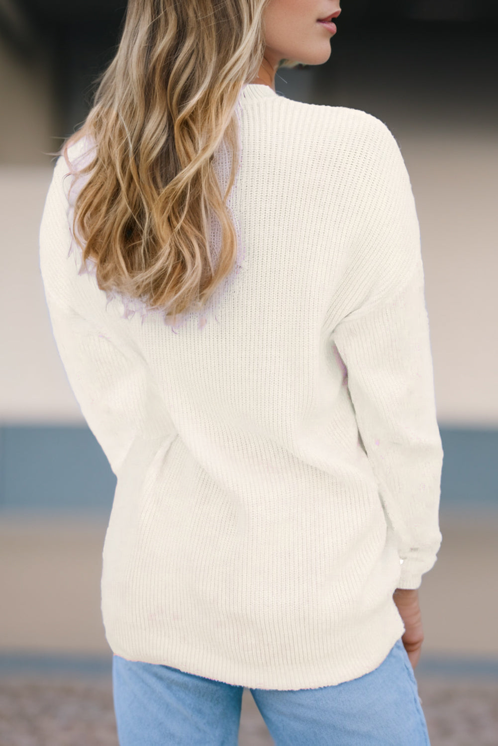 Stripe Merry & Bright Christmas Long Sleeve Sweater
