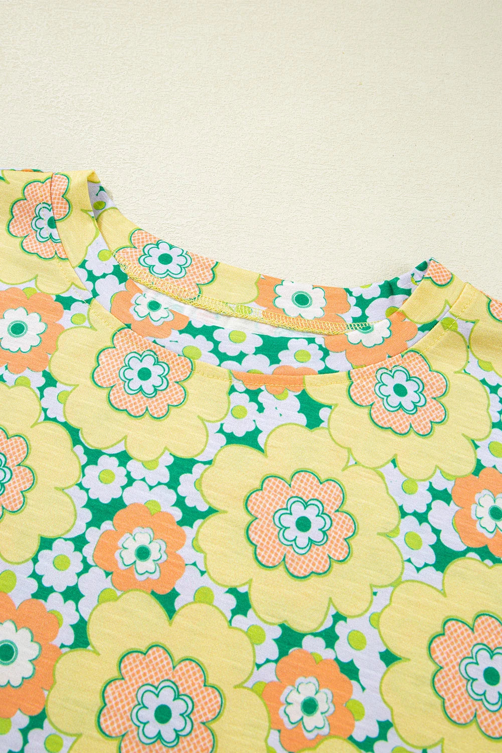 Flower Drop Shoulder Loose Summer T-Shirt