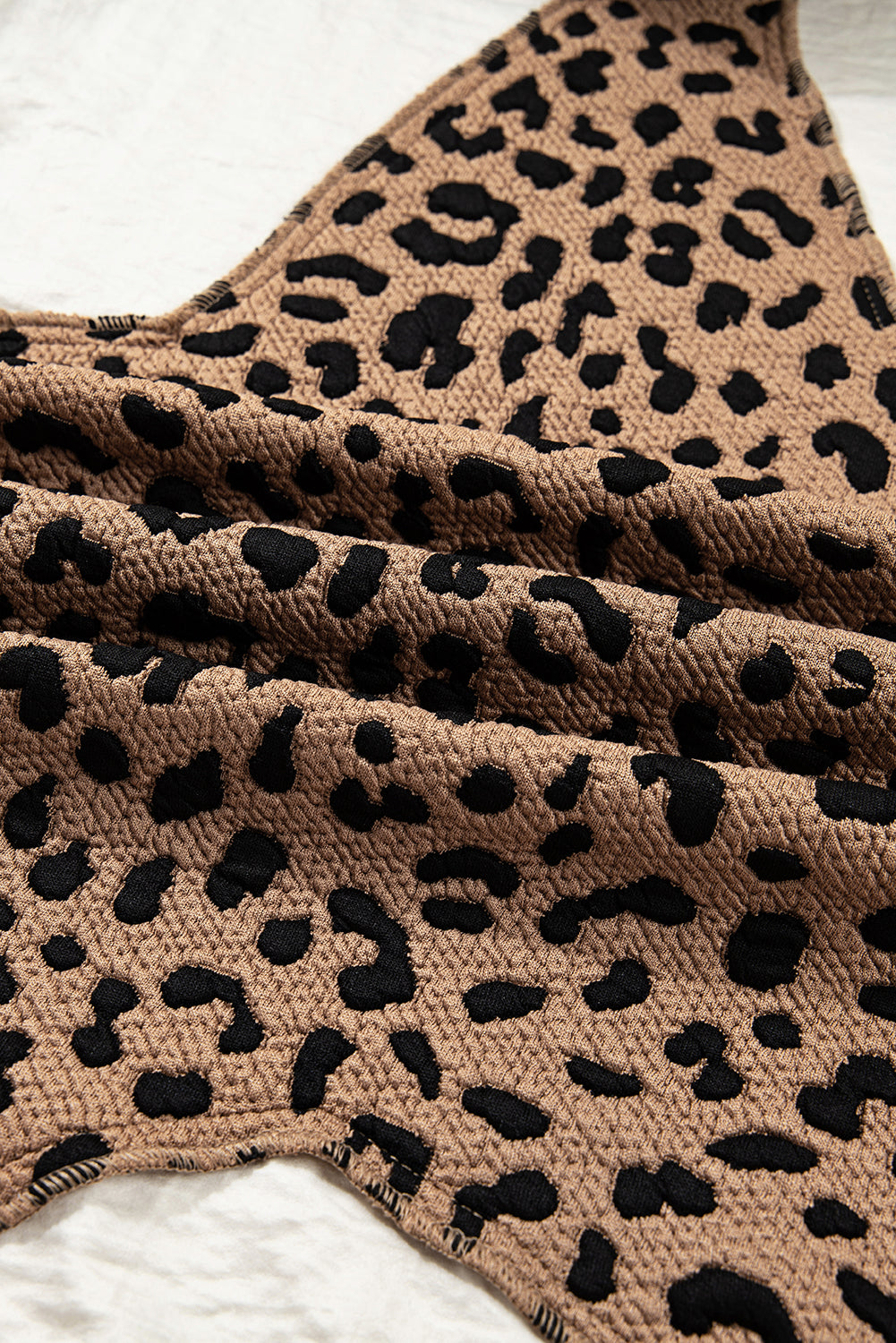 Leopard Star Patchwork Open Front Hooded Jacket