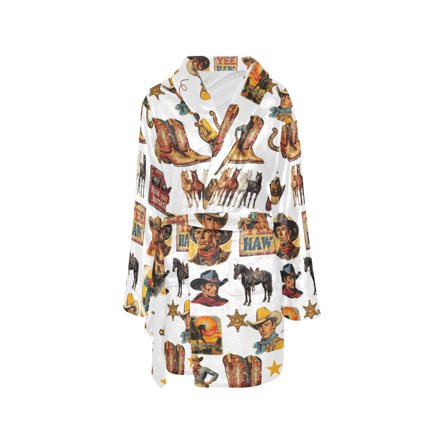 Vintage Cowboy Collage Western Women's Robe