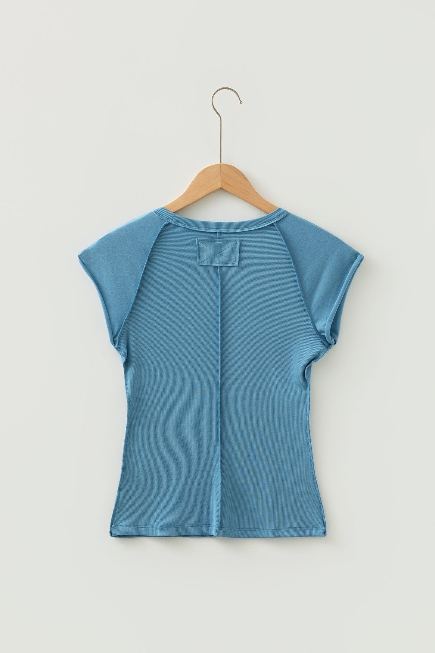 Ribbed Cap Sleeve Crewneck Shirt