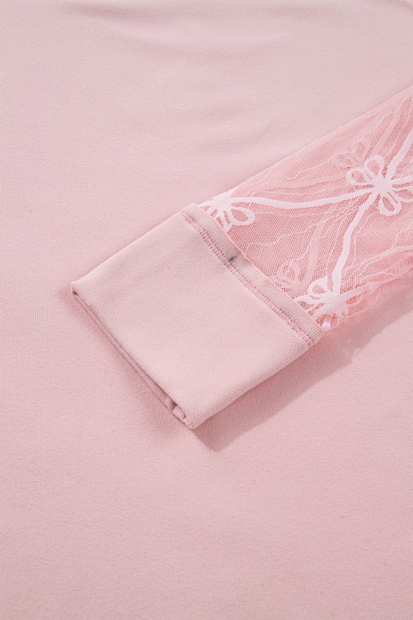 Bow Mesh Patchwork Long Sleeve Tee