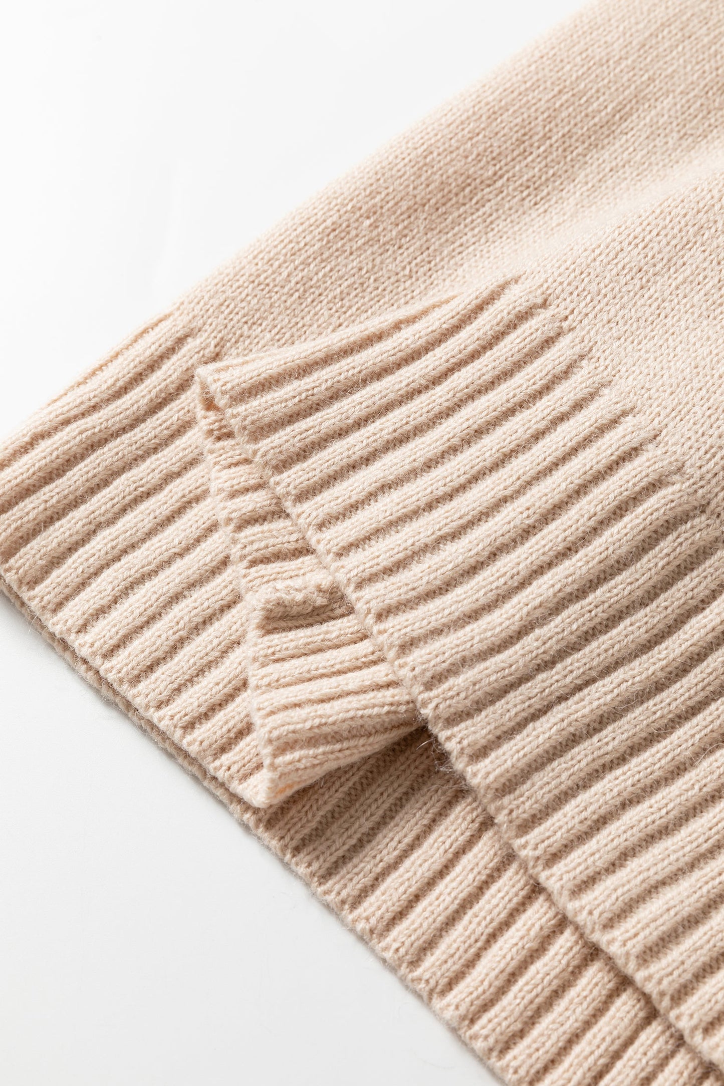 Solid Ribbed Trim Deep V-Neck Sleeveless Tunic Sweater