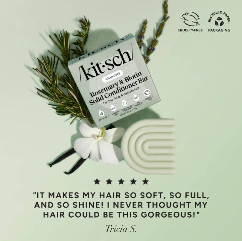 Rosemary & Biotin Volumizing Shampoo & Conditioner Bar Combo by KITSCH