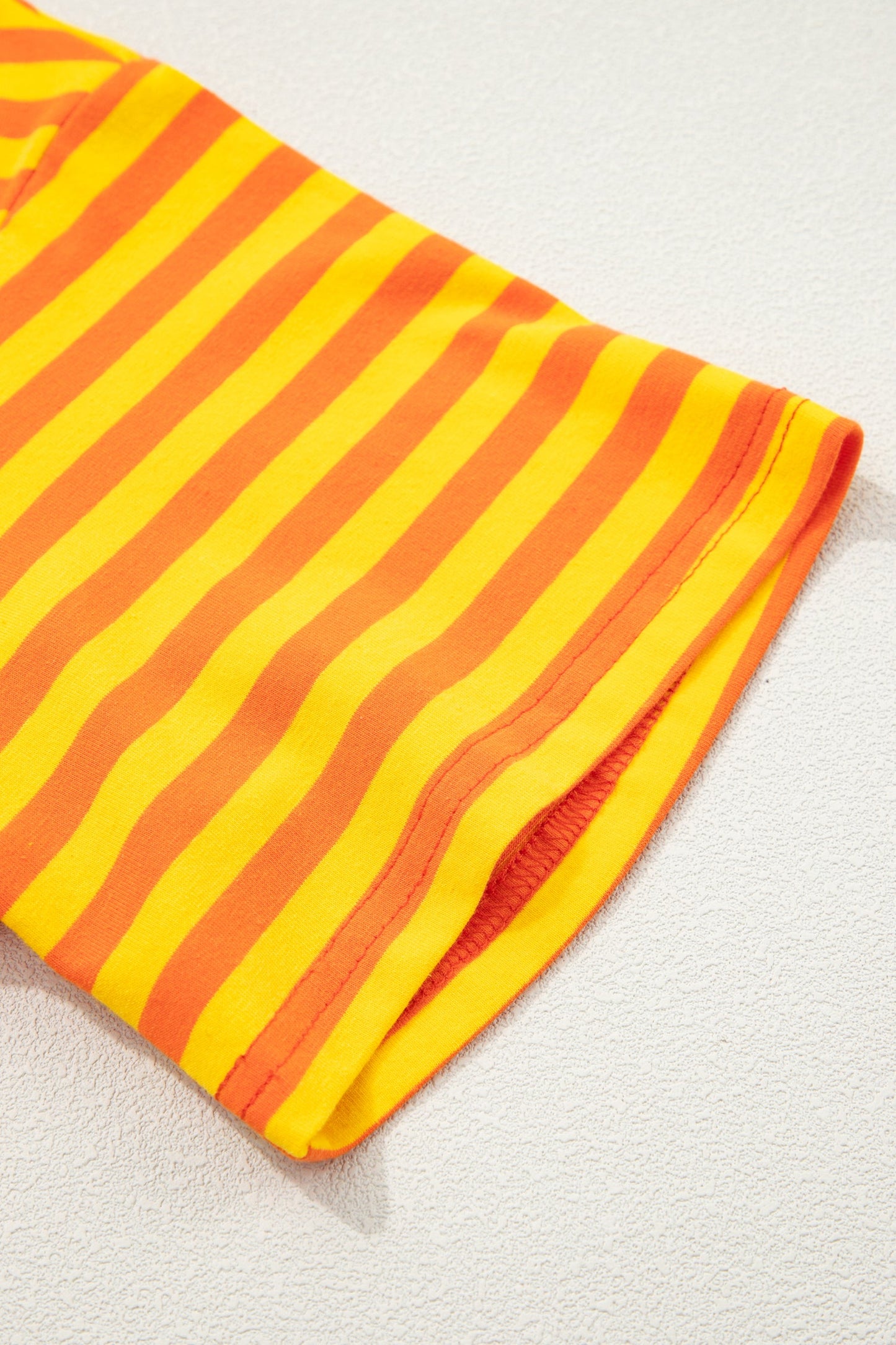 Stripe Contrast Crew Neck Drop Shoulder Tee