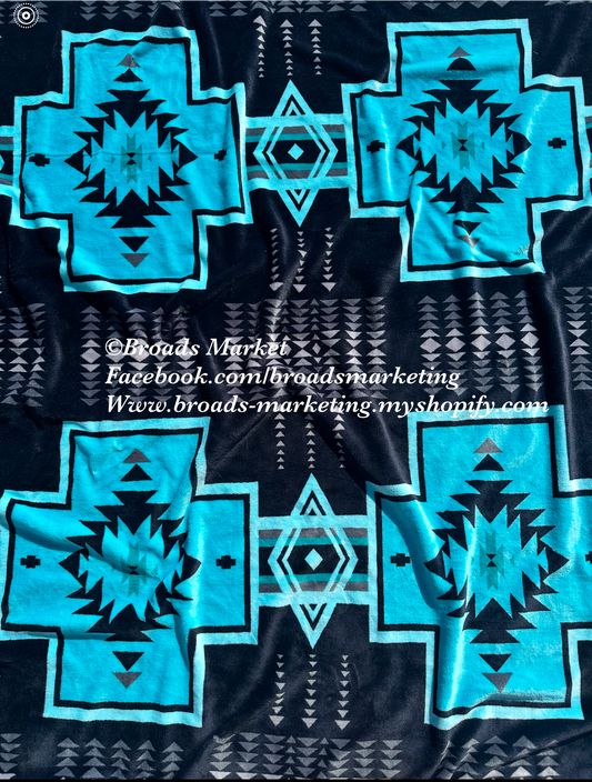 Teal Crosses Super Plush Blanket