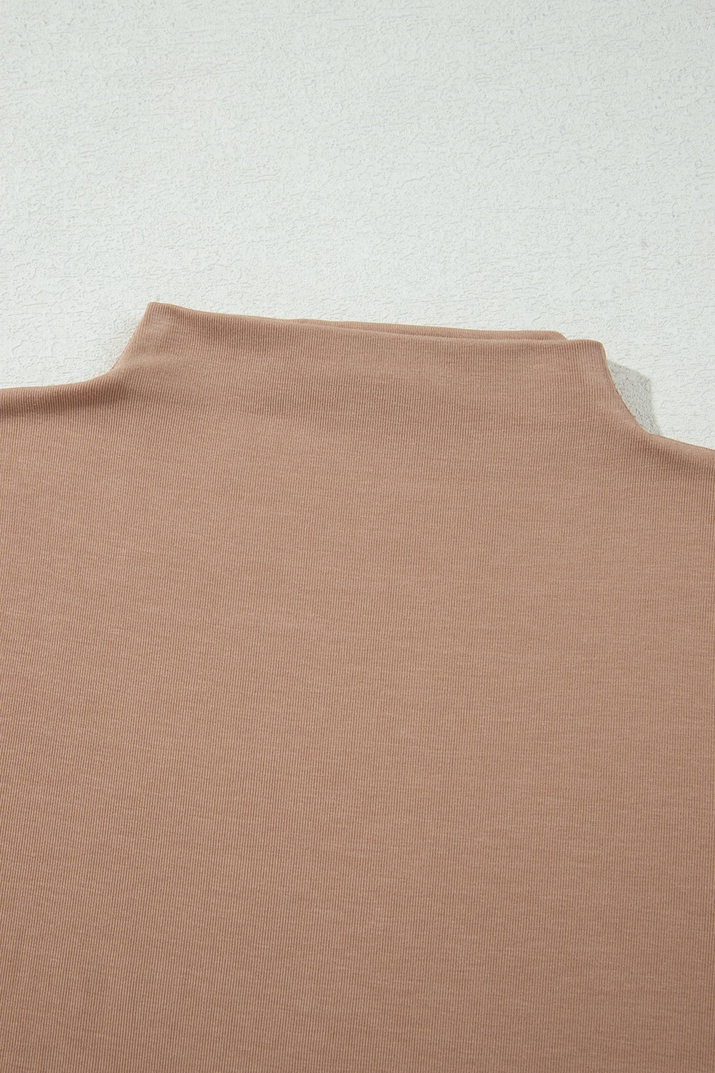 Solid Ribbed Knit Mock Neck Long Sleeve Top